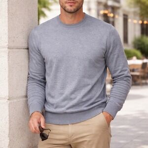 ASKET‎ The Cotton Sweater Men Size M Short Grey Melange 100% Organic Cotton